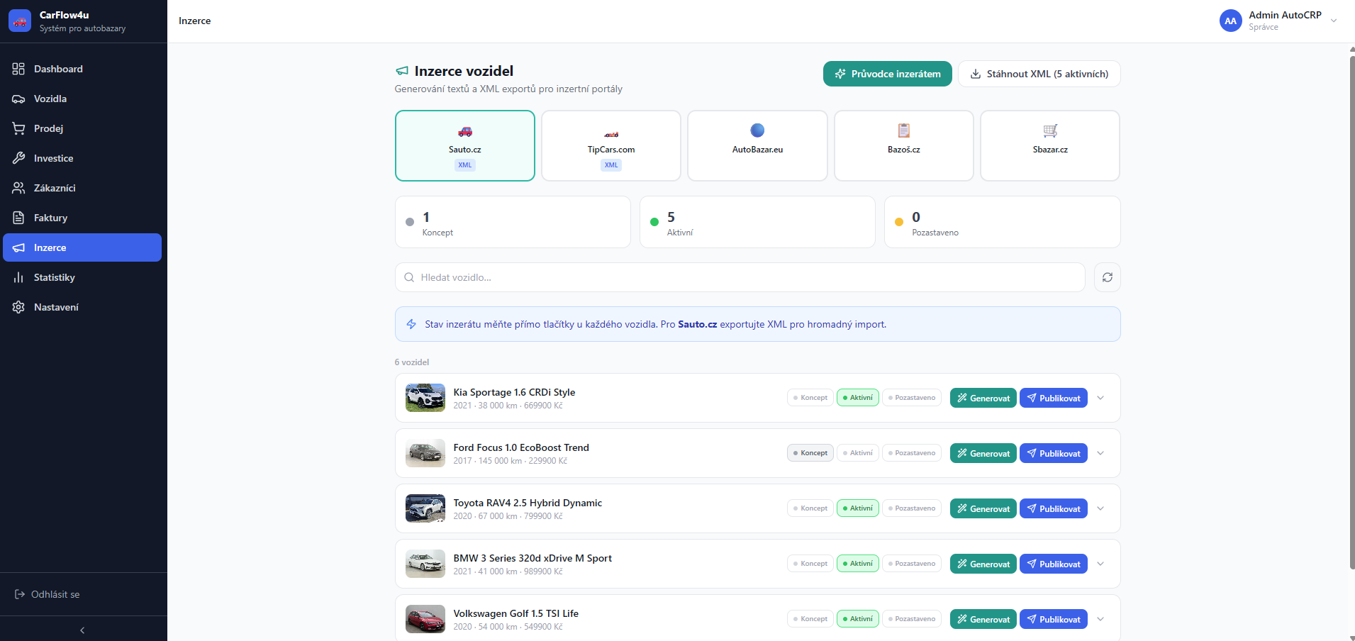 Inzerce vozidel – CarFlow4U